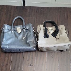2 Michael Kors Hamilon Bags Blue and Grey